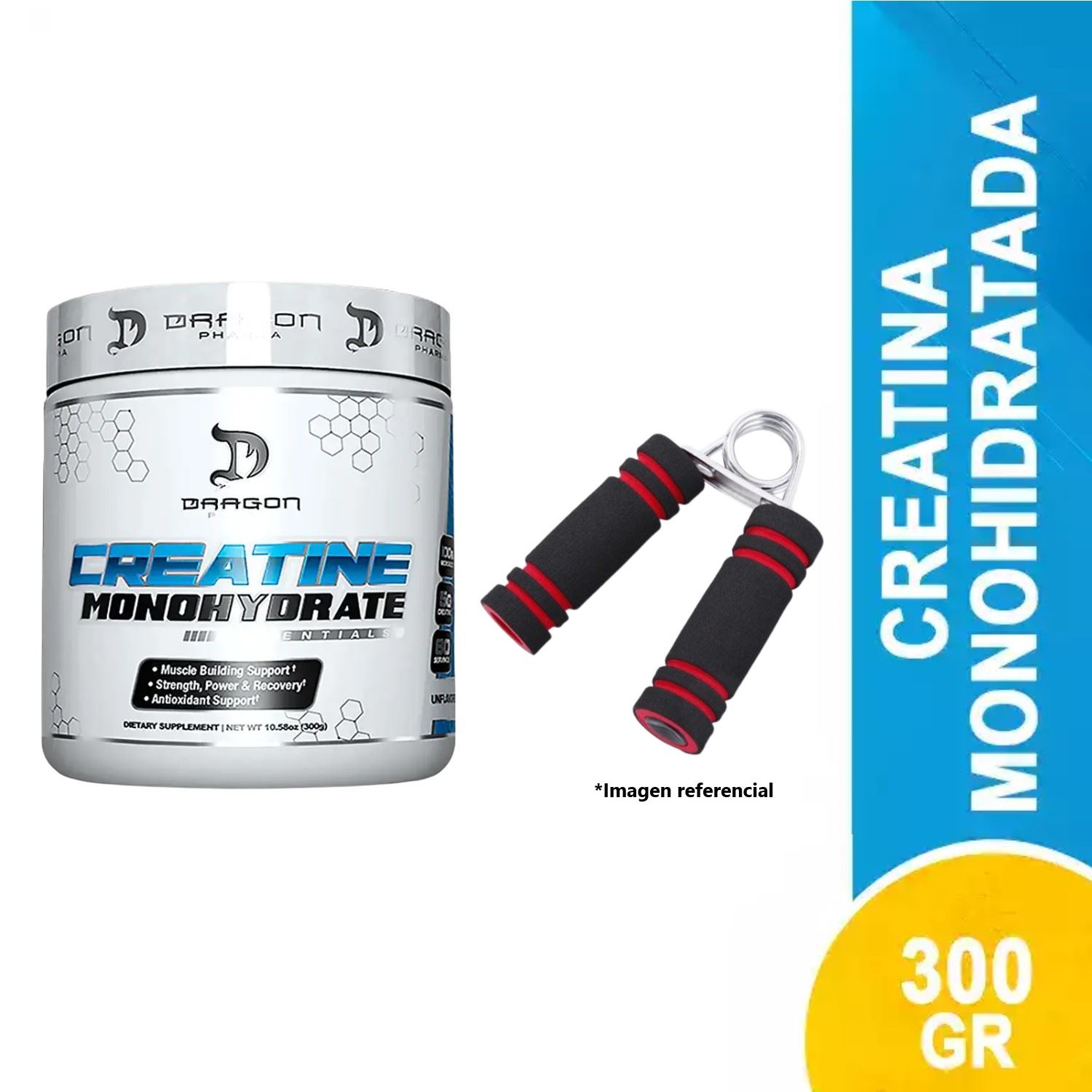 Creatina Monohidratada Dragon Pharma 300gr + Hand Grip